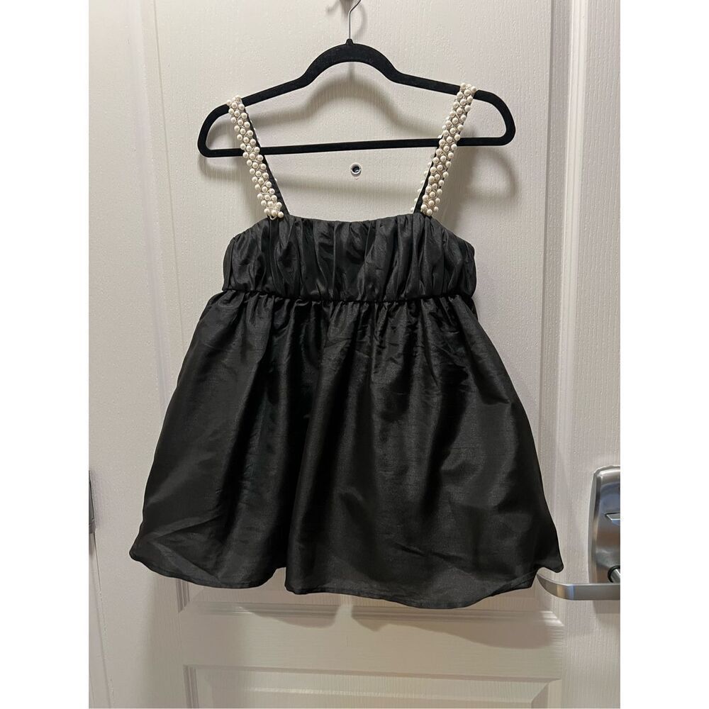 Hutch Black Tyla Top with Pearl Strap Cocktail Babydoll top Size S - Picture 5 of 8